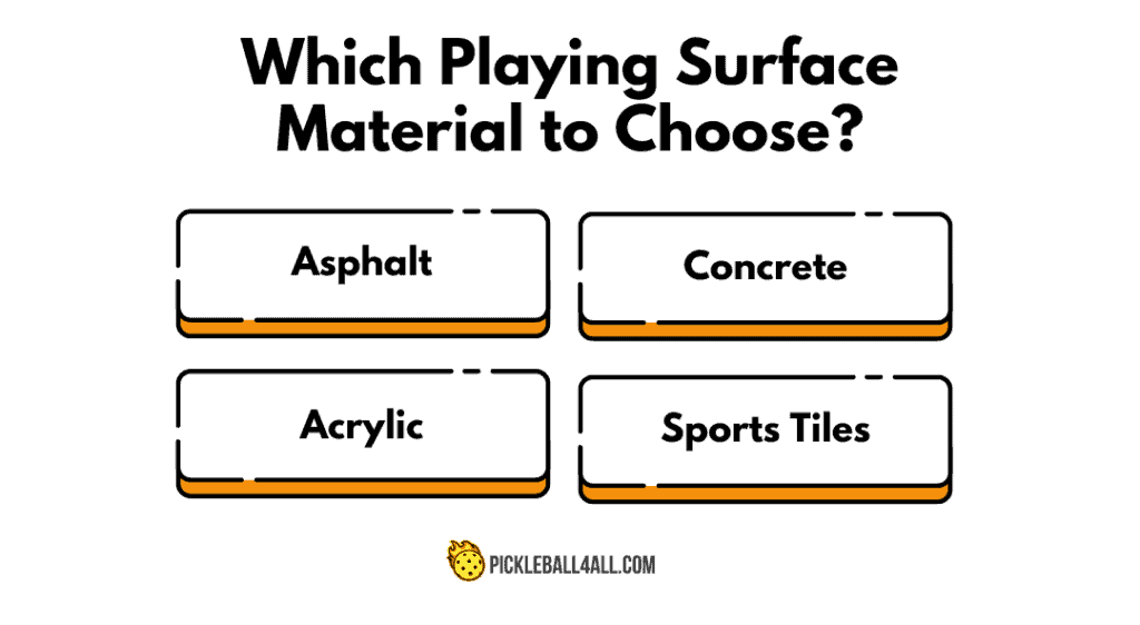 Pickleball Playing Surface Materials